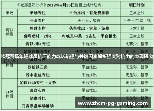 欧冠赛场年轻球员抗压能力成长路径与关键因素解析强度对抗中的表现研究