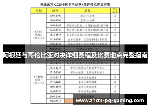阿根廷与哥伦比亚对决详细赛程及比赛地点完整指南